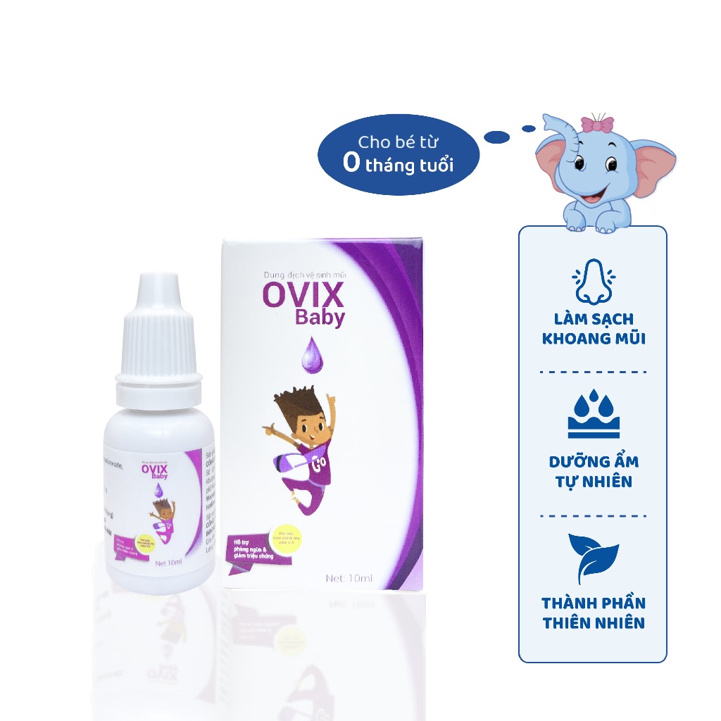 Nhỏ Mũi Ovix Baby  Cho Bé Giúp Vệ Sinh Mũi, Dưỡng Ẩm Tự Nhiên, Giảm Vi