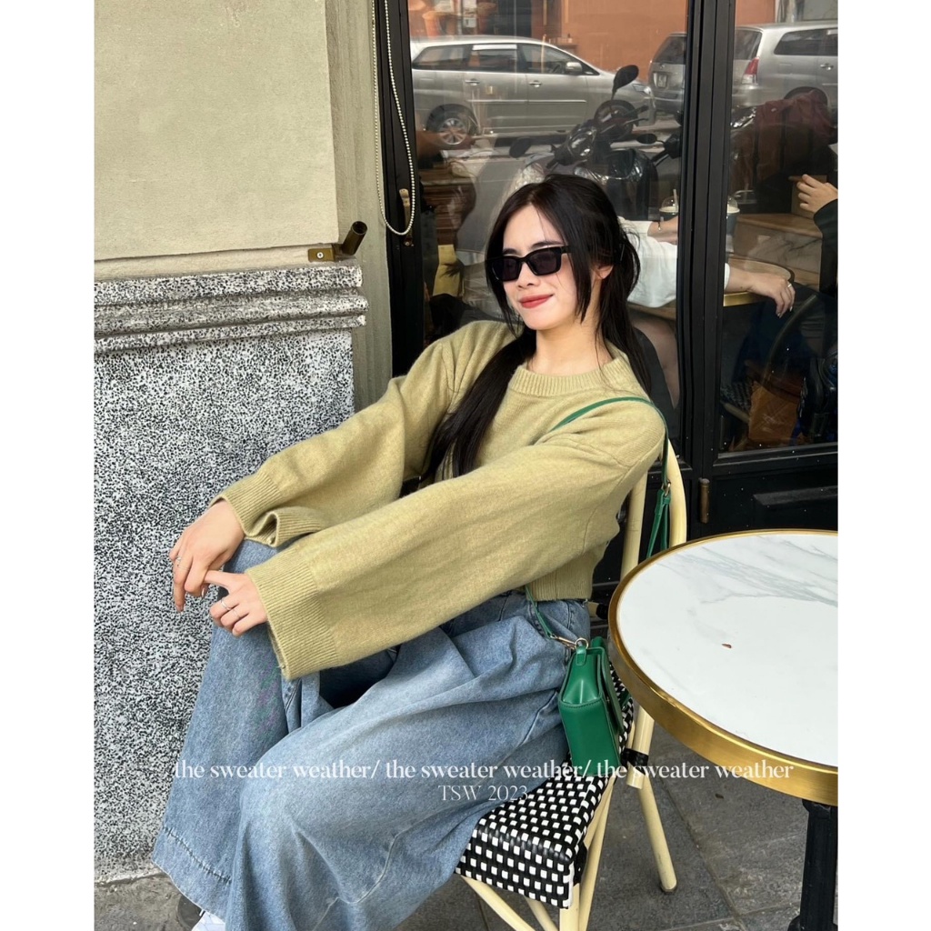 ÁO LEN trơn cổ tròn croptop,  Aolencroptoptron786_HOT TREND 2023