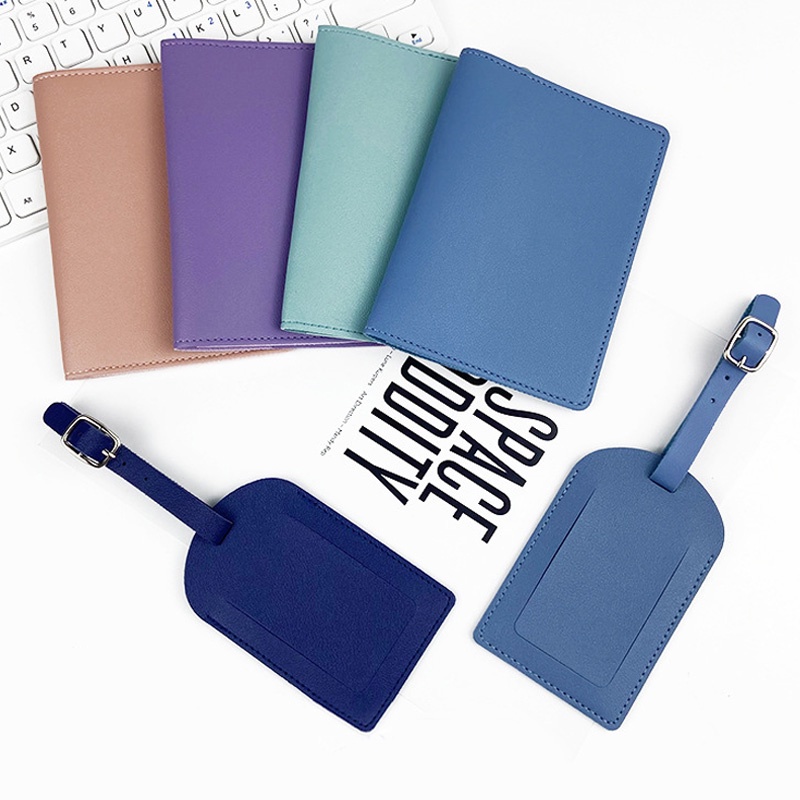 Mới Bao Da pu Màu Trơn Đựng Thẻ Hành Lý Tiện Dụng