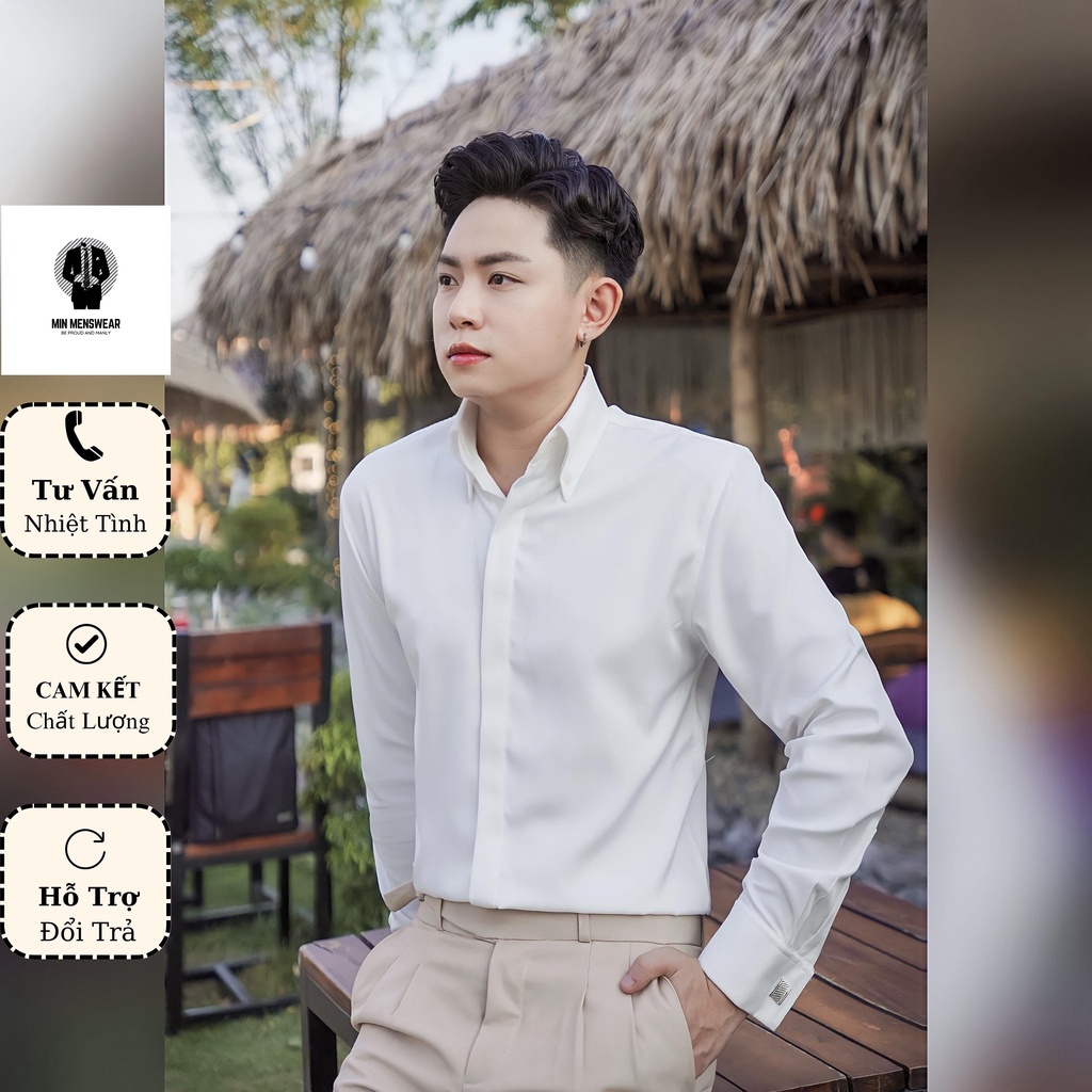 Áo Sơ Mi Nam Dài Tay Khuy Măng Sét, Áo Sơ Mi Nam Cổ Button-Down, Chất Vải Dày Dặn, Mềm Mịn, Hạn Chế Nhăn - Min Menswear