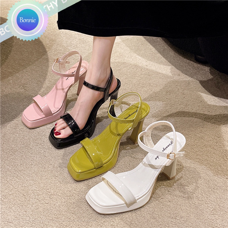 Bonnie Cathy Giày Cao Gót 10cm Chống Thấm Nước Thời TrangGiày Cao Gót Hở Một Bên Vai Phong Cách Hàn Quốc Quyến Rũ Dành Cho Nữ