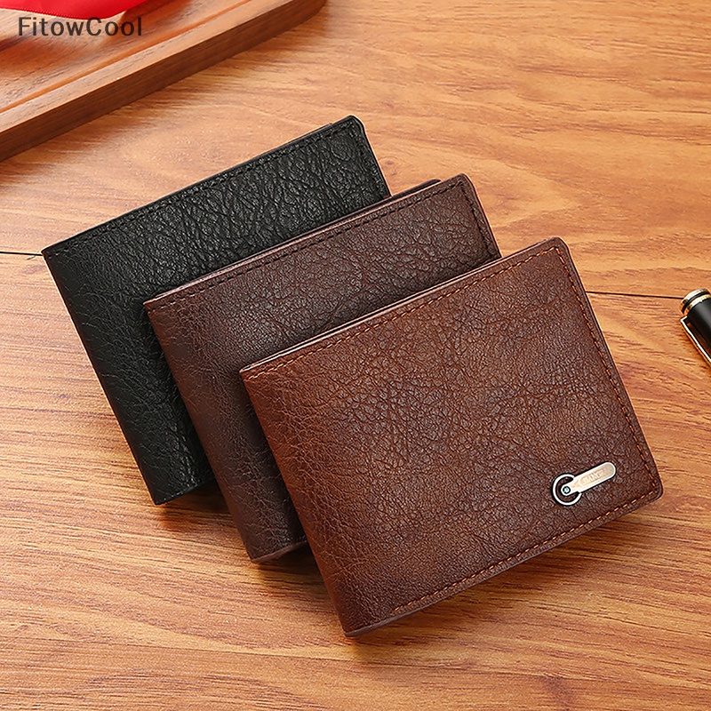 Fcvn Ví Da pu Ngắn Đựng Tiền / Thẻ id Kiểu vintage Đơn Giản Cho Nam qdd