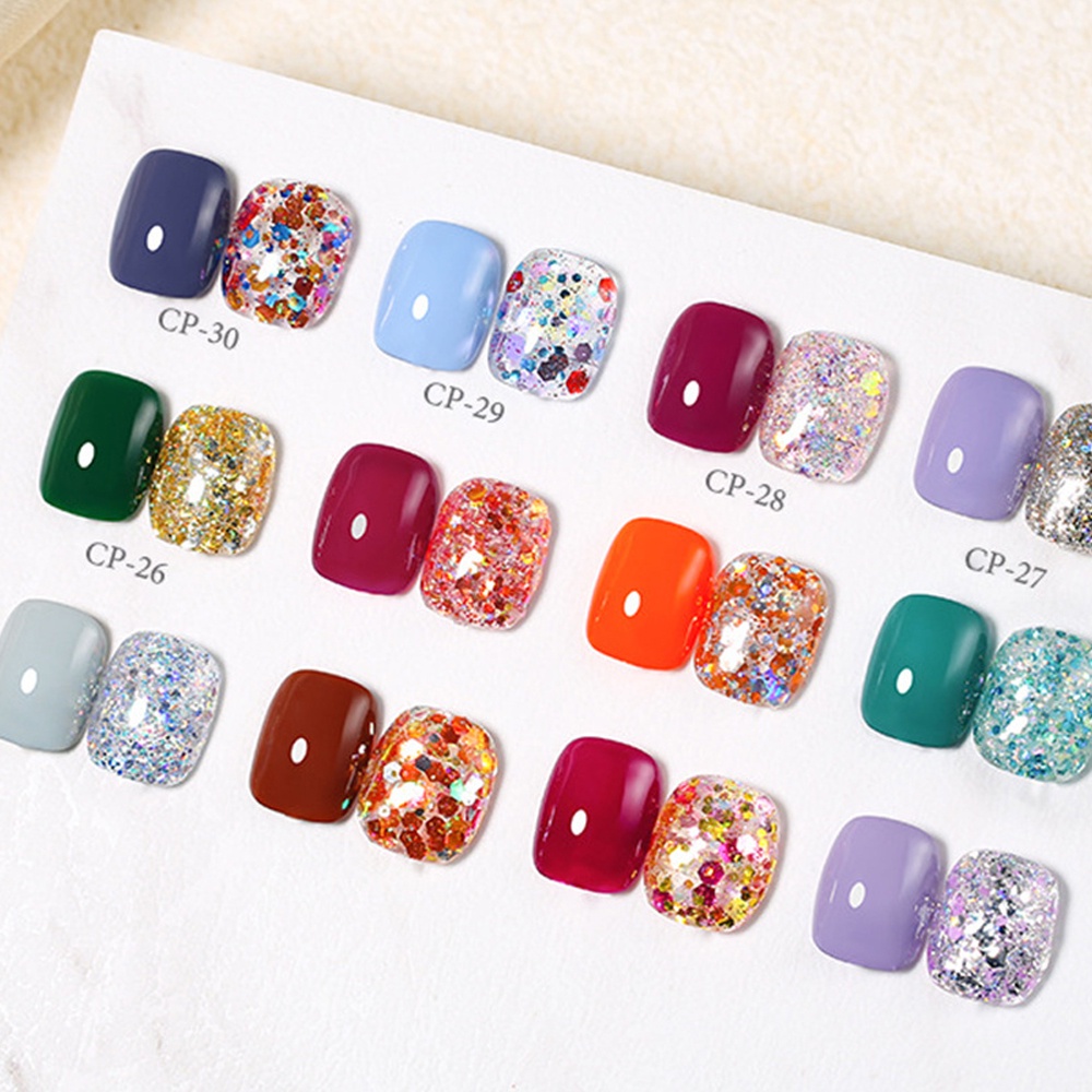 Keo Dán Móng gel salon 5.3 * 3.1cm 30 Màu 5g + 3g &amp; Bộ Dụng Cụ Làm Móng Chuyên Dụng Chất Lượng Cao