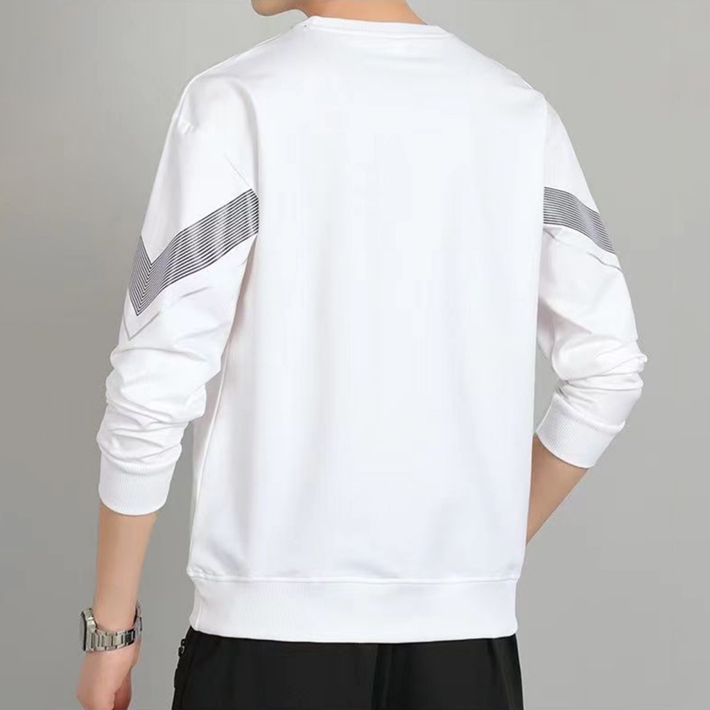 {poeryie} Bộ Áo sweatshirt Kẻ Sọc In Họa Tiết Quần jogger Thoải Mái Sành Điệu Cho Nam combo