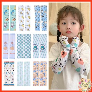 1 Cặp Ống Tay Áo Bằng Lụa Lạnh Chống Nắng Chống Tia uv In Họa Tiết Hoạt Hình Dễ Thương Cho Bé Gái 3-12 Tuổi