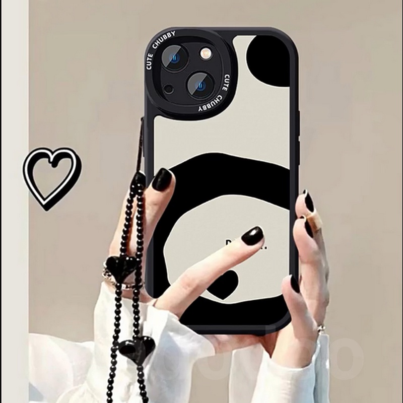 Cartoon Casing For iPhone 15 14 13 12 Mini 11 Pro Xs max 6 6S 7 8 Plus X XR 11promax 12promax 13promax Cute Panda Bear Oval Tpu Fine Hole Shockproof Soft Phone Case simple Couple Back Cover XPN 83