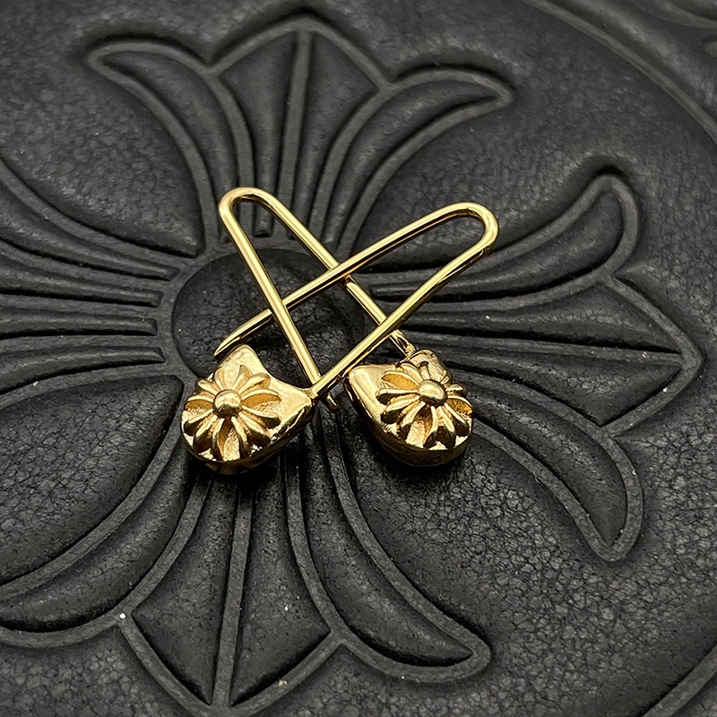 CHROME HEARTS Bông Tai Mạ Bạc 925 22K Hình Trái Tim Sang Trọng