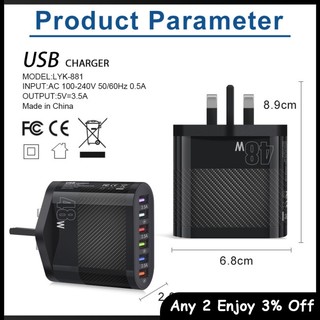 Củ Sạc Nhanh 48w 6 Cổng usb Cho iphone android tablet pc mobile