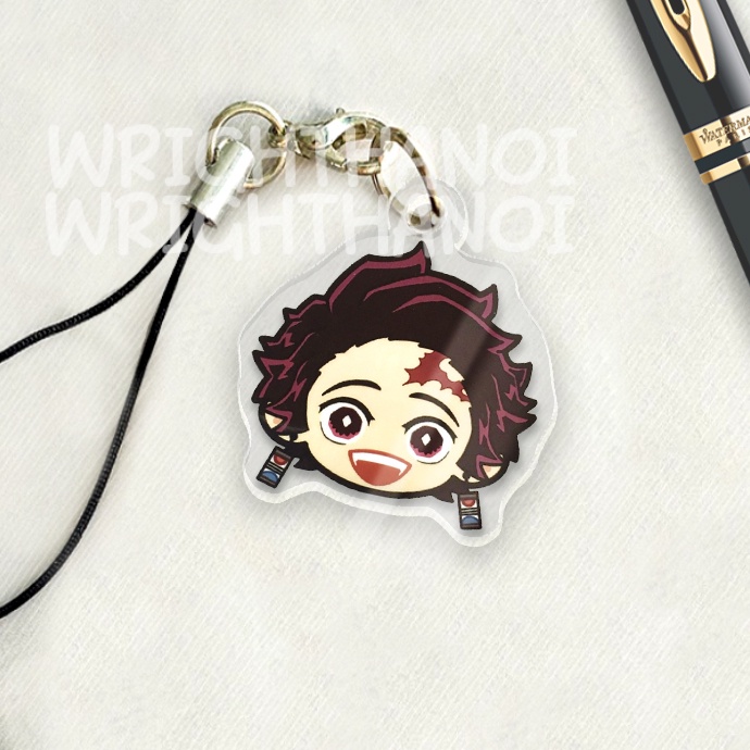 Móc treo điện thoại, dây đeo điện thoại, móc khóa acrylic Kimetsu no Yaiba Nezuko anime chibi cute trang trí ba lô