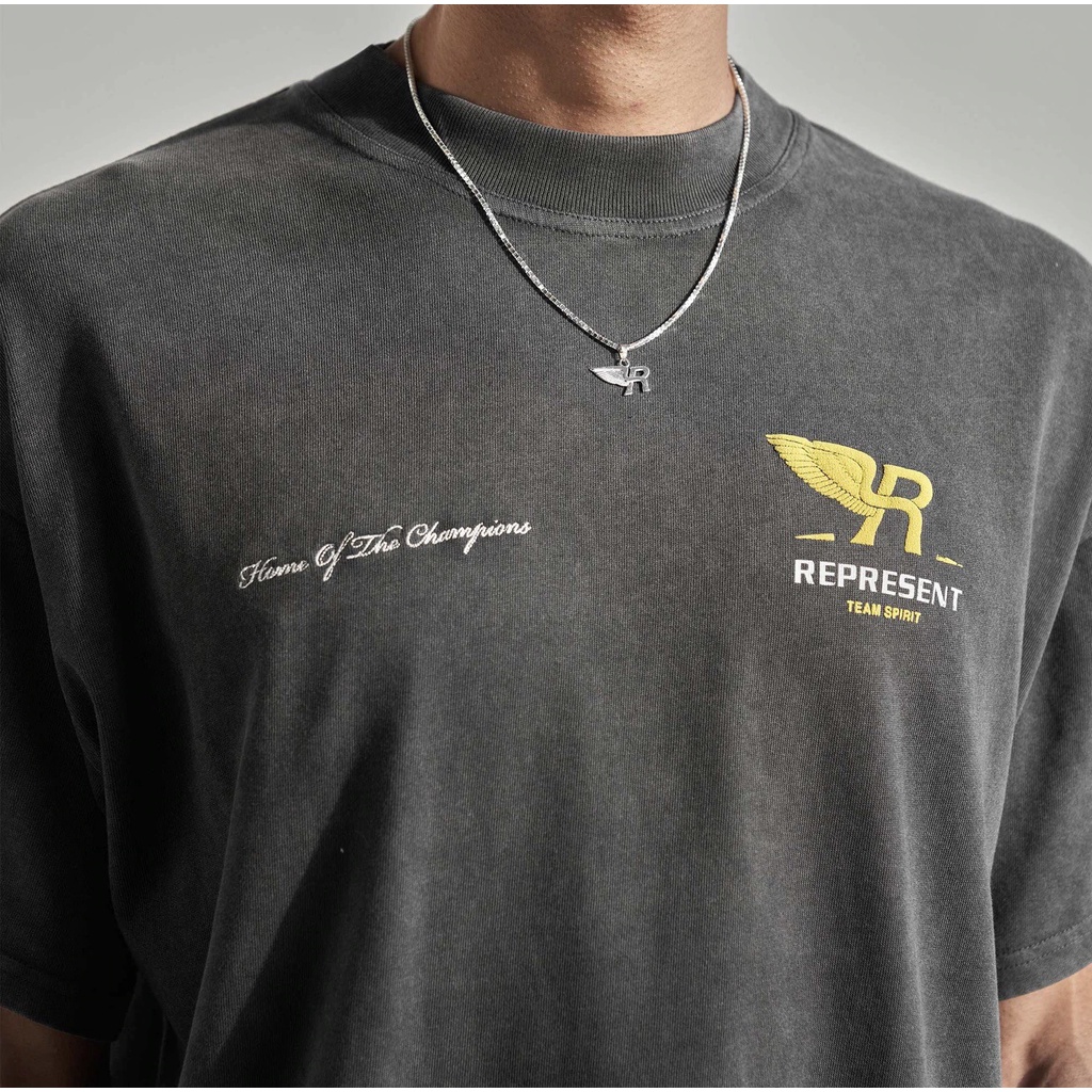 ZSK1 REPRESENT 22ss three-dimensional relief letter wings Vintage retro short sleeve round neck T-shirt for men and women