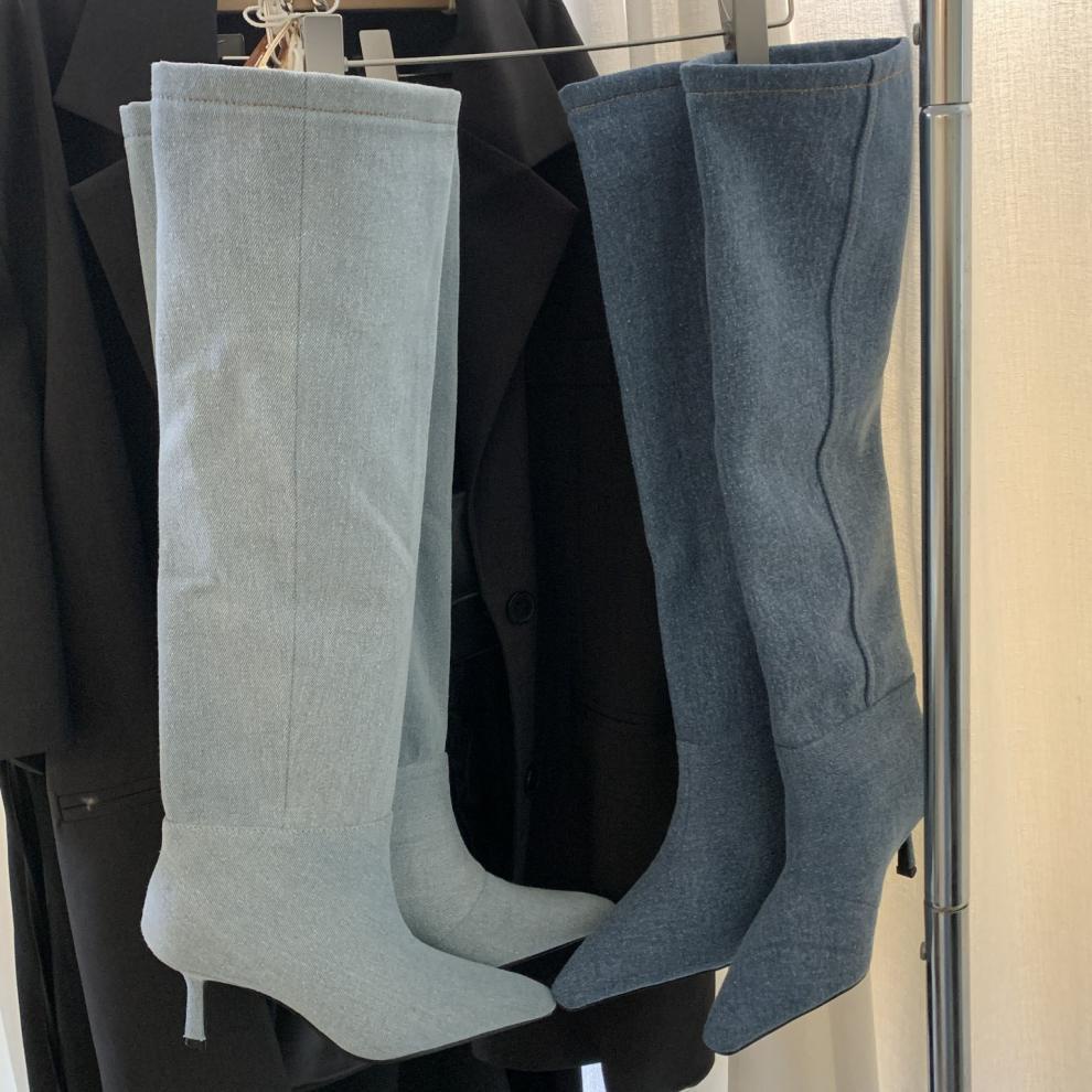 Giày Bốt Cao Gót Mũi Nhọn Phong Cách Cao Bồi Âu Mỹ Thời Trang Mùa Hè 2023