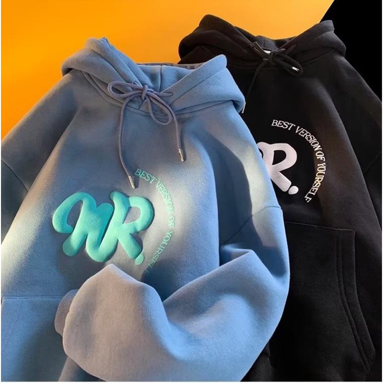 M-8XLáo khoác nam hoodie Tay Dài Dáng Rộng Kaki In Chữ Thời Trang Xuân Thu Mới Unisex