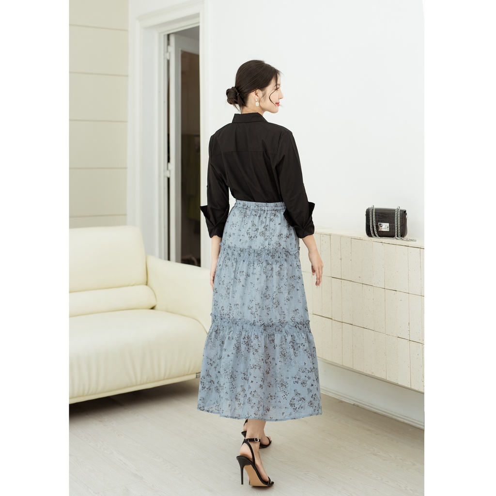 Áo Sơ Mi Tay Dài Công Sở Nữ Cotton Phom Ôm Xếp Ly - A10522LW01