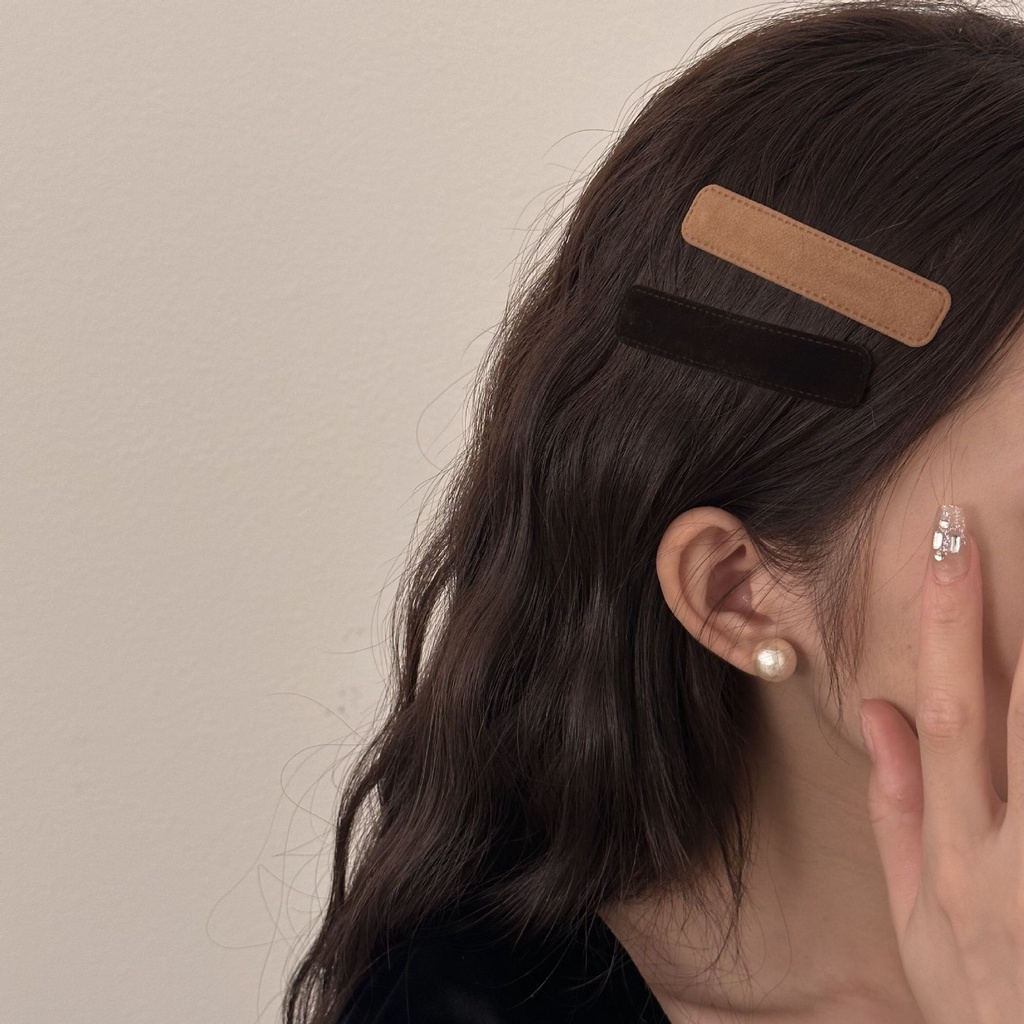 Kẹp Tóc Nhung Hình Vuông Kiểu Dáng Đơn Giản Hợp Thời Trang