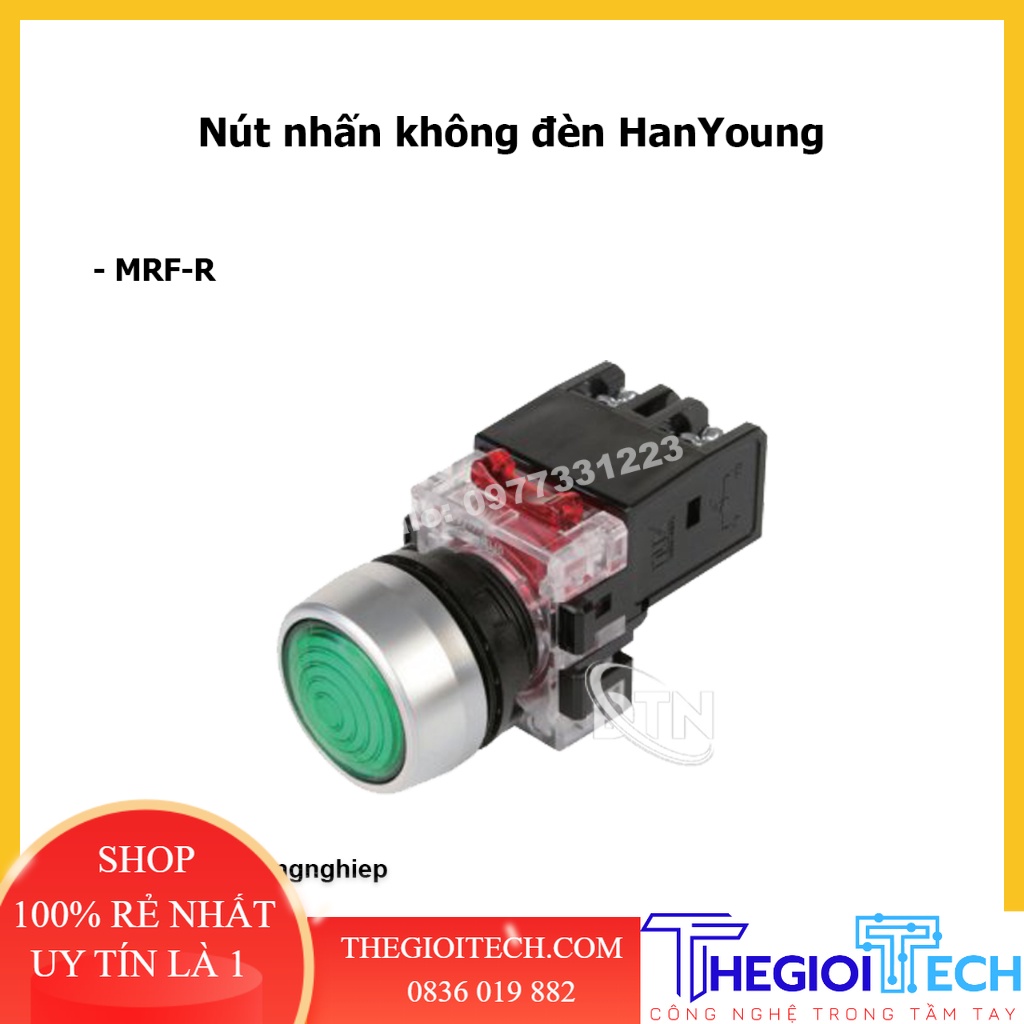 Nút nhấn không đèn phi 22 đỏ vàng xanh - Hanyoung Nux - MRF-RM1R