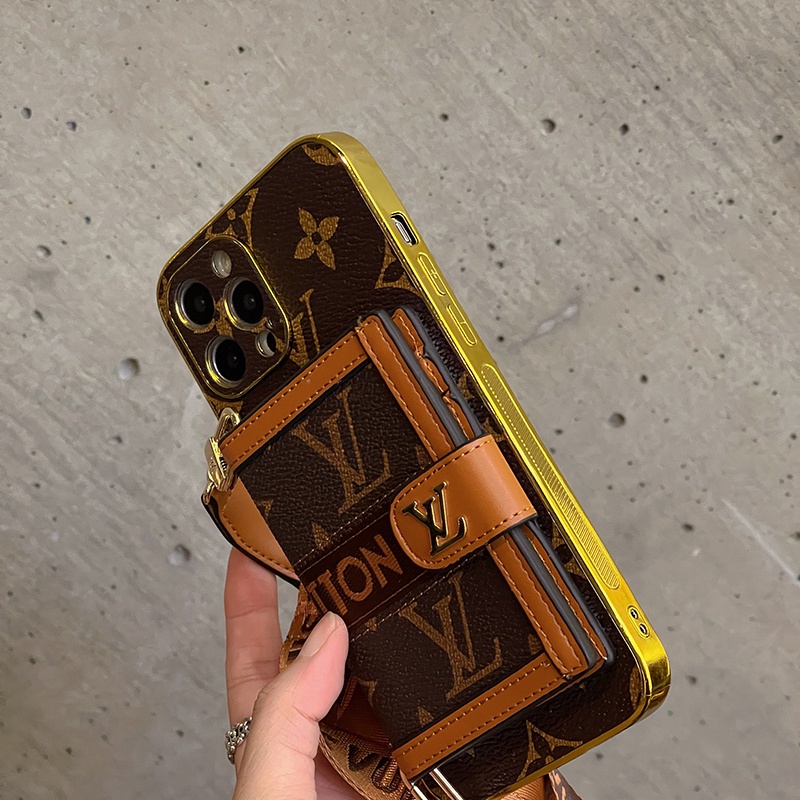 Bao Da Điện Thoại iphone 15 14 13 12 pro max iphone 13 pro max Dạng Ví Nắp Lật Có Ngăn Đựng Thẻ Và Dây Đeo Cho