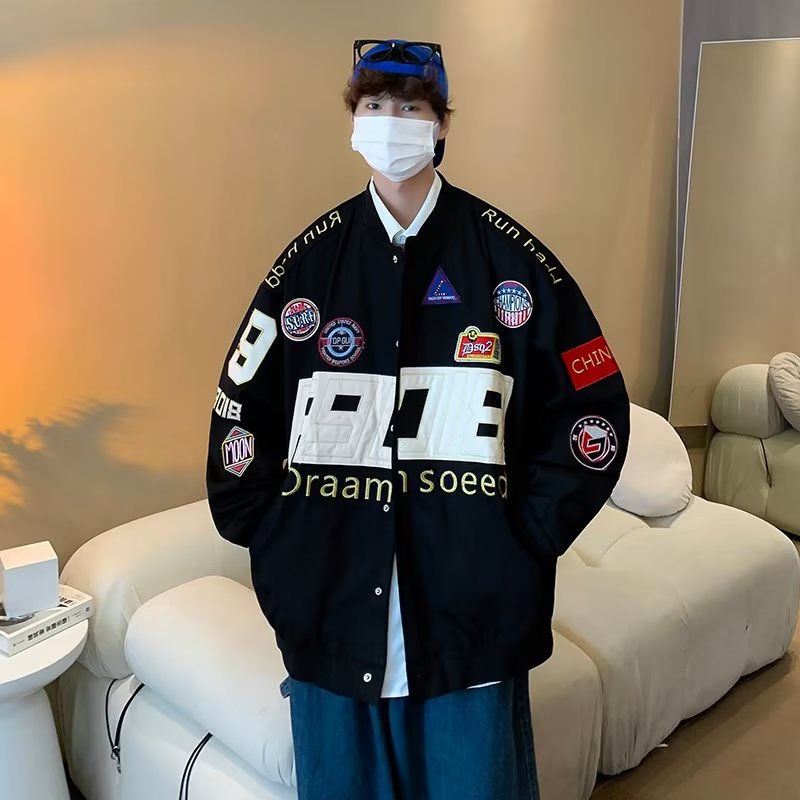 Áo khoác bóng chày nam thêu họa tiết phong cách retro mỹ thời trang mùa thu mới cho cặp Đôi thời trang trẻ trung phong cách hót triend