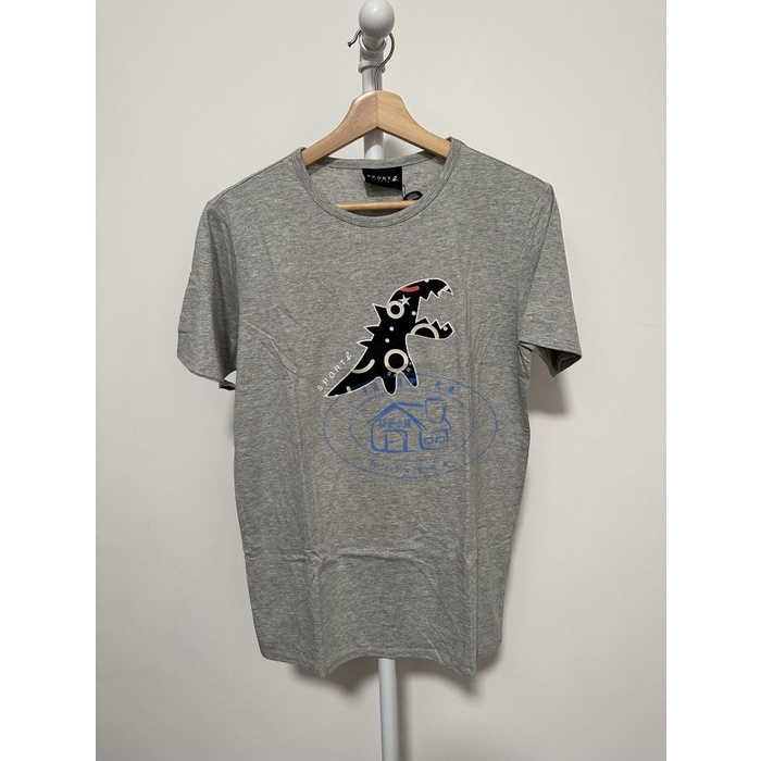 Agnes b.sport logo Khủng Long In Hình Tay Ngắn Đơn Giản Phù Hợp Với Cotton Rời Thoáng Khí Nam Nữ Áo 