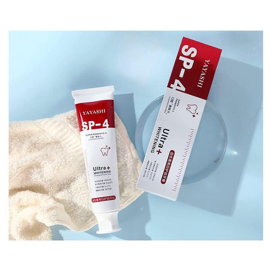 Kem Đánh Răng SP-4 Yayashi Ultra+ Whitening 120g Hỗ Trợ Trắng Sáng, Khử Mùi, Thơm Mát Super Probiotic-4