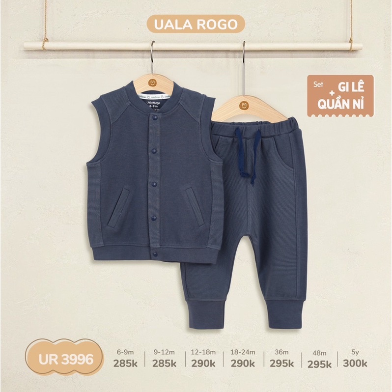 Uala rogo Set gi lê kèm quần nỉ thời trang cho bé trai gái