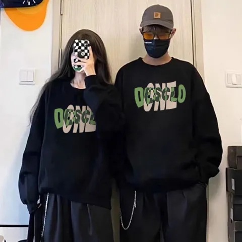 Áo Sweater Mùa Thu Đông Cặp Đôi Phong Cách Dài Tay In Hình