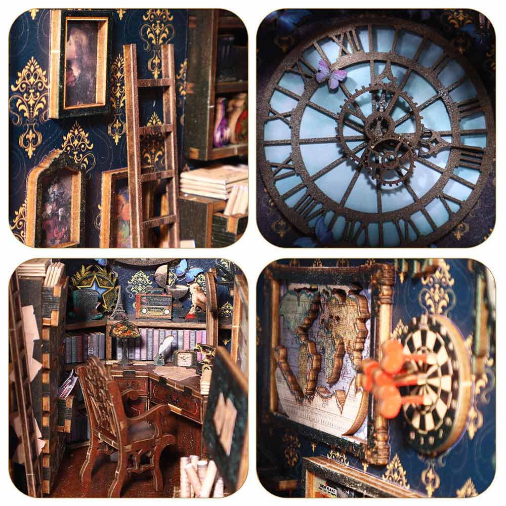 DIY Book Nook Kit 3D puzzle bookshelf Detective Society hand assembled model