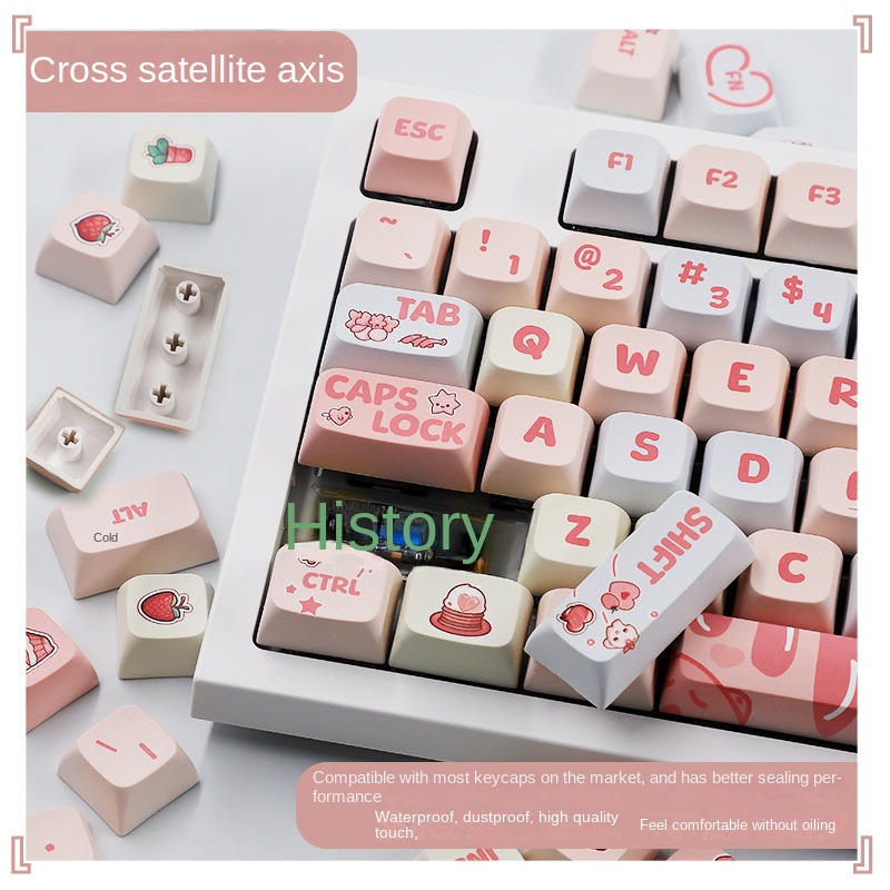 Cream Strawberry Theme Keycap 133 Keys Cute Pink Keycap Bàn Phím Cơ 133 Phím Họa Tiết Trái Dâu Dễ Thương Bắt Mắt
