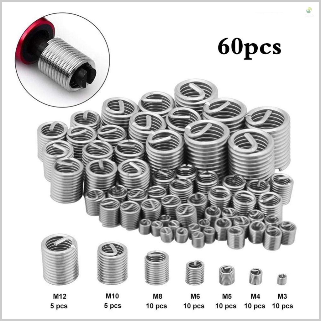 Stainless Steel Thread Insert Assortment Kit M3 M4 M5 M6 M8 M10 M12 for Thread Repair