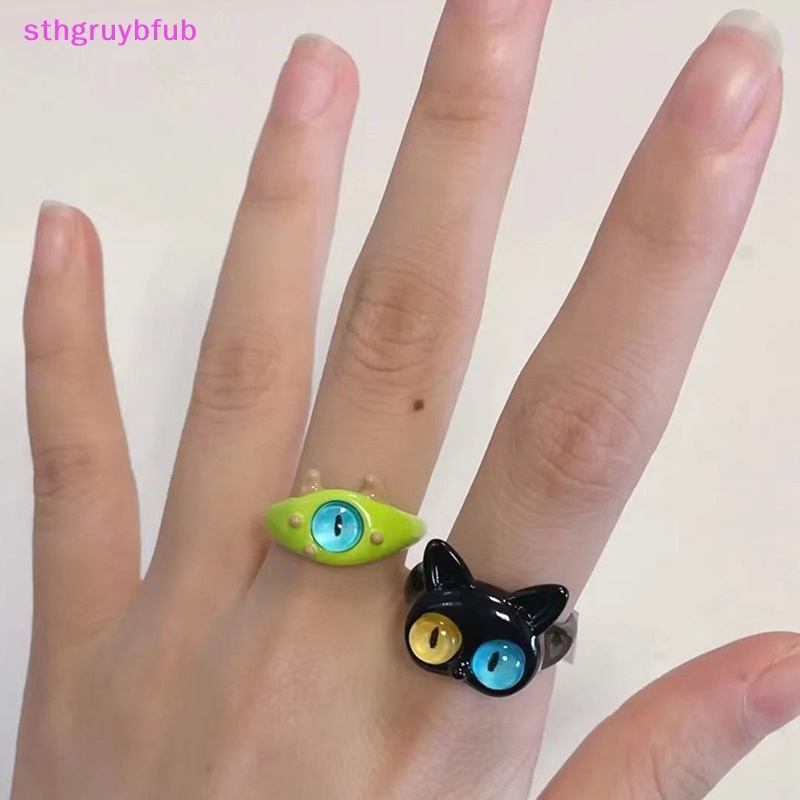 Sthb Mới Nhẫn Cưới Hình Mèo Đen Mắt To Vui Nhộn Thời Trang Cho Nữ vn