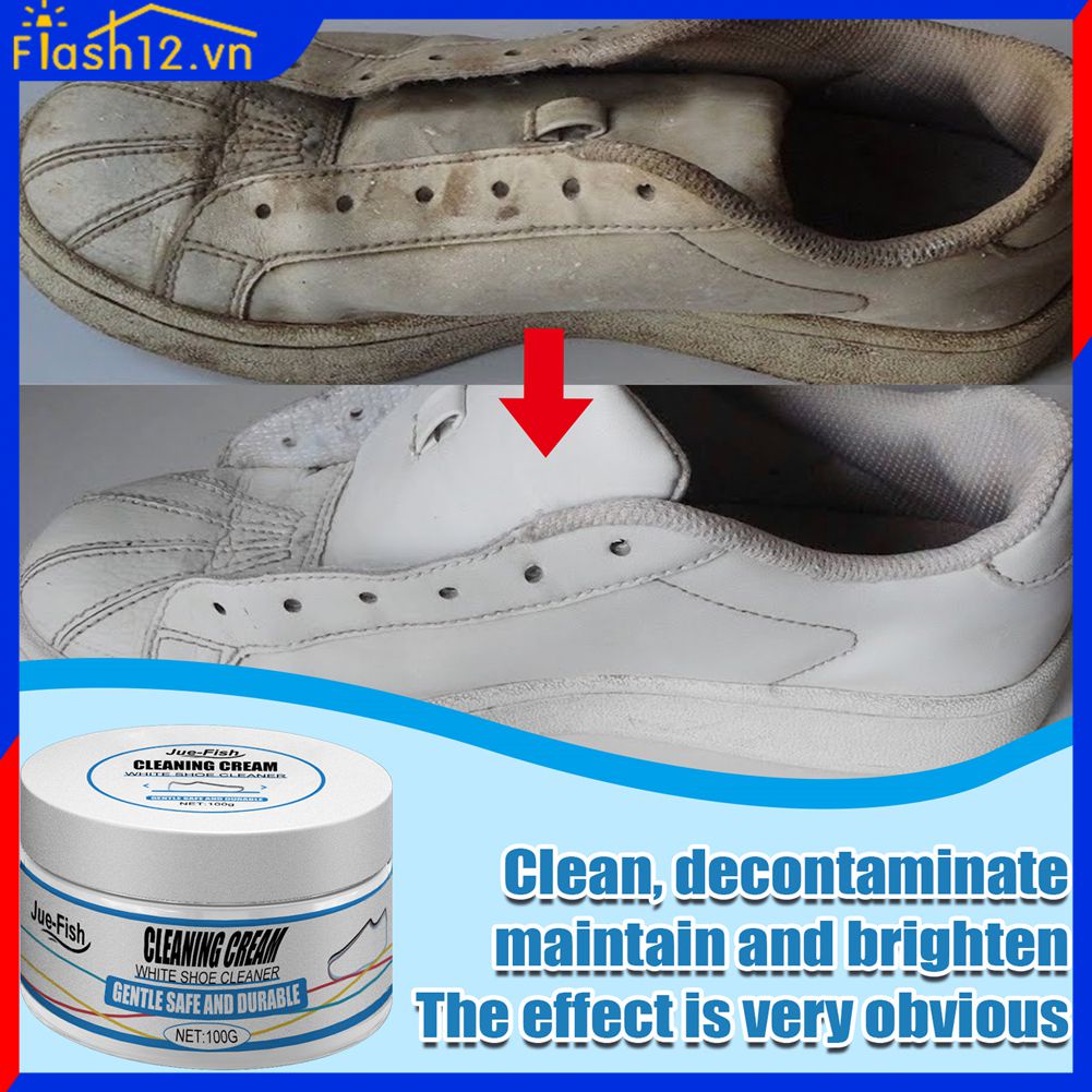 [Sẵn sàng] Nước lau giày trắng / Nước làm trắng đế giày / Tẩy vết bẩn chăm sóc giày Làm sạch sâu và phục hồi flash12_vn