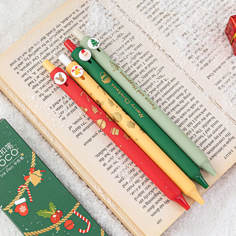 Bộ Bút Mực gel Nhanh Khô Họa Tiết Hoạt Hình Ông Già Noel Chất Lượng Cao