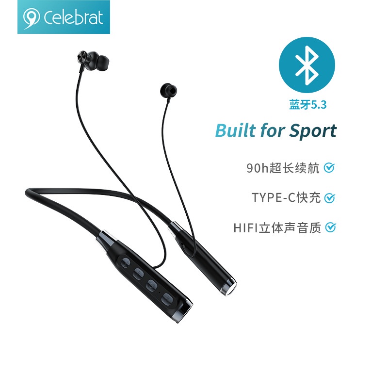 Celebrat Tai Nghe bluetooth Không Dây Đeo Cổ Siêu Dài Phong Cách Thể Thao Chạy Pin Âm Thanh stereo
