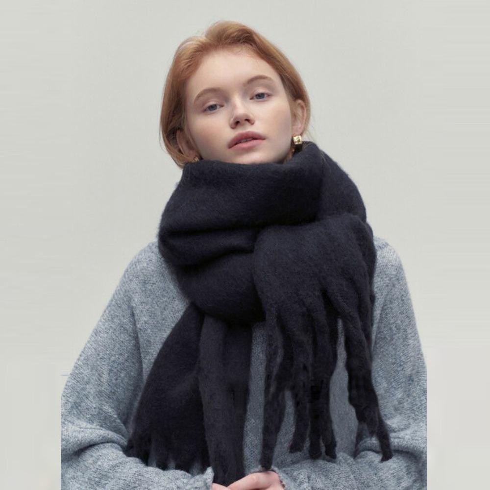 Khăn Choàng pashmina Dài Dày Dặn Màu Trơn Chống Lạnh Mùa Đông Cho Nữ