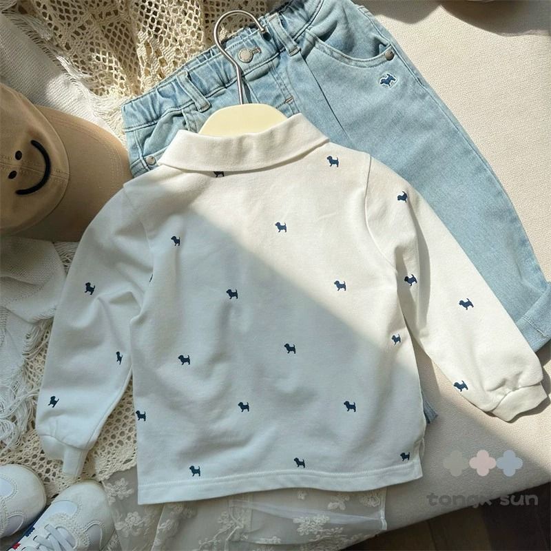 Áo polo Dài Tay Thiết Kế Mới Thời Trang Mùa Xuân Thu Dành Cho Bé Trai