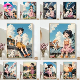 Bộ tranh đính đá 5d tự làm 30x40cm hình cún con đáng yêu