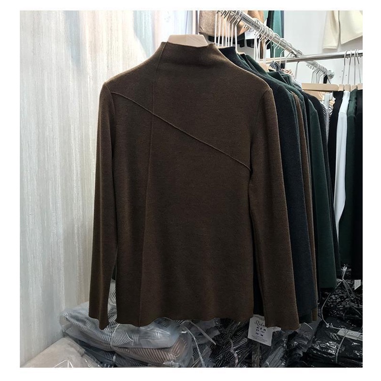 Áo Thun Tay DàI Cổ Cao MàU Trơn Đơn GiảN Cho Nữ m-3xl