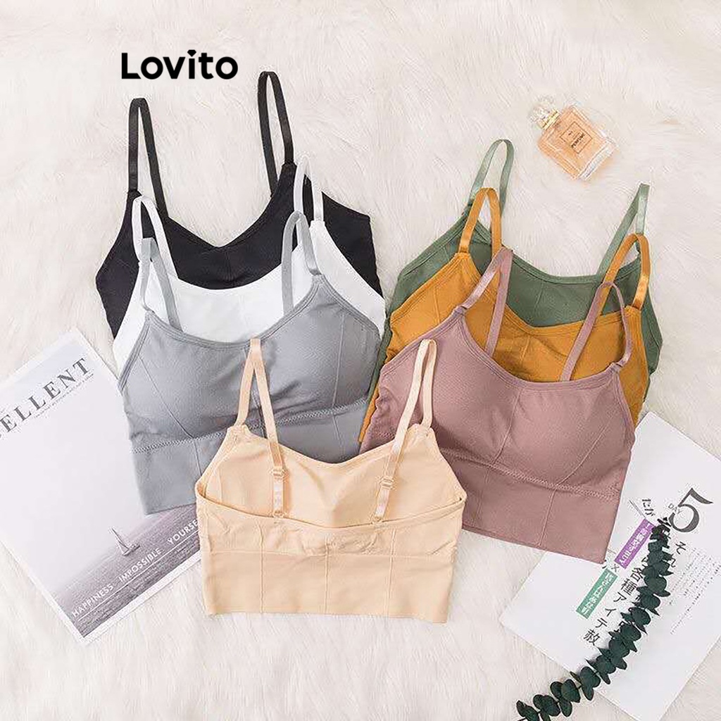 Lovito Áo ngực thể thao cơ bản trơn đơn giản cho nữ LNA27249