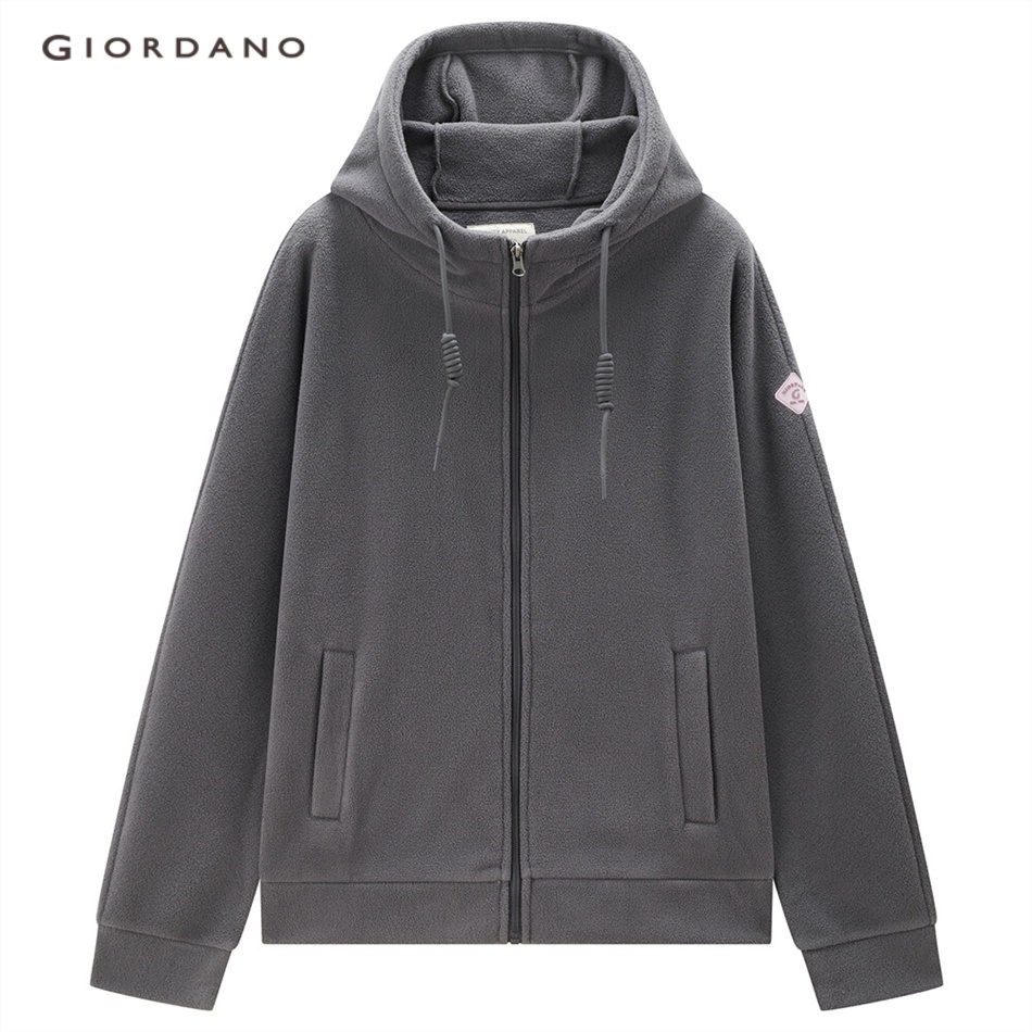 Áo khoác GIORDANO 05373854 vải lông cừu có mũ trùm đầu thời trang cho nữ