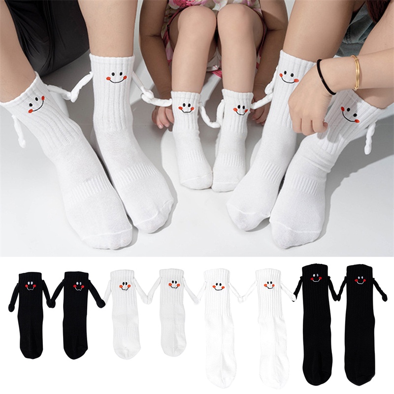 1 / 3 / 4 Cặp Vớ Cổ Vừa Hình Mặt Cười Dễ Thương Có Tay Cầm Từ Tính Cho Gia Đình