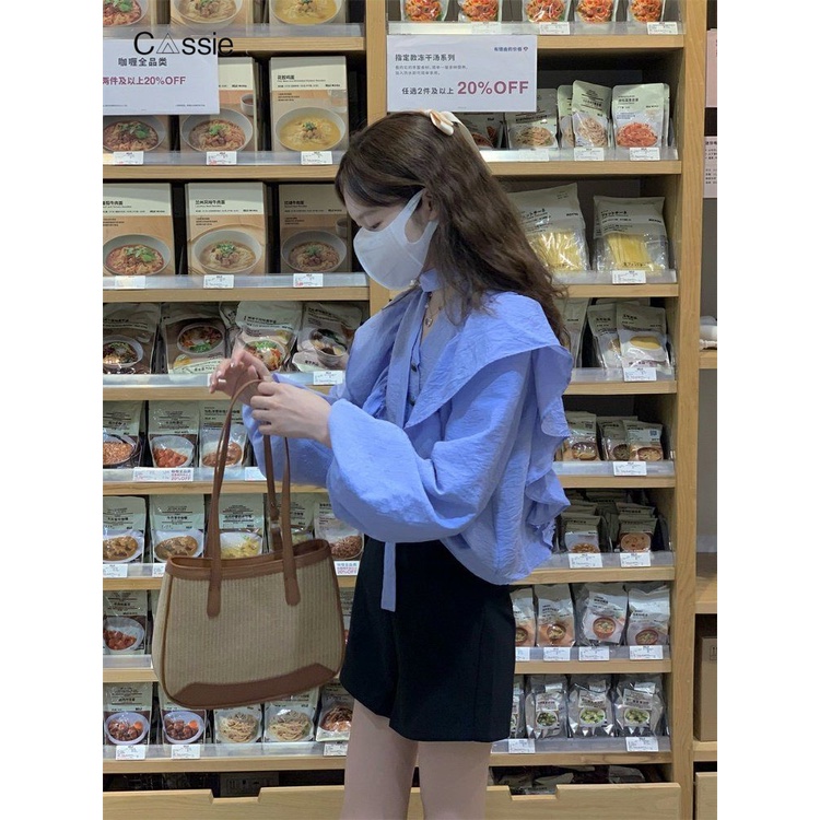 Cassie Áo Sơ Mi áo sơ mi nữ áo kiểu hàn quốc tráng lệ Phong cách chic may đo WCS2393GVW 39Z230926