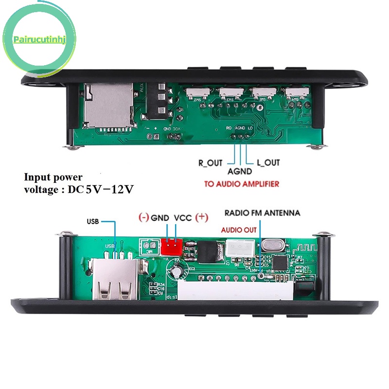 Bảng Mạch Khuếch Đại Tín Hiệu radio fm parucutin 5.0 mp3 usb 3.5 mm aux Cho Xe Hơi vn