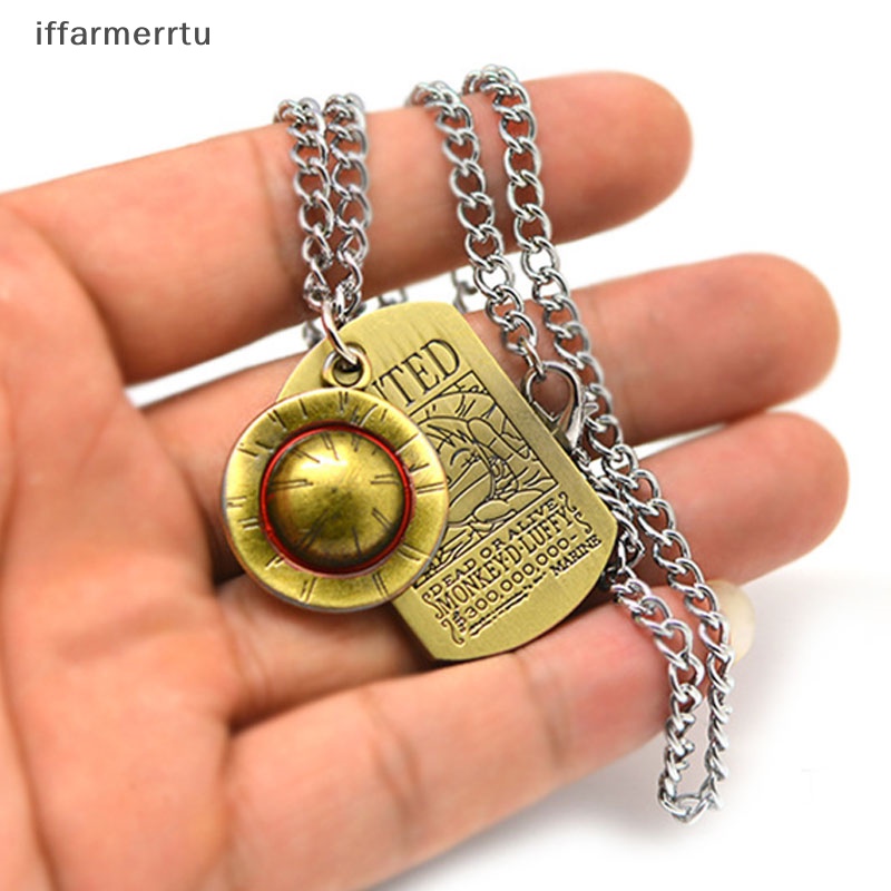 Vòng cổ Mặt Hình Nhân Vật luffy Đội Mũ Rơm Và Đầu Lâu Thời Trang Cho Nam