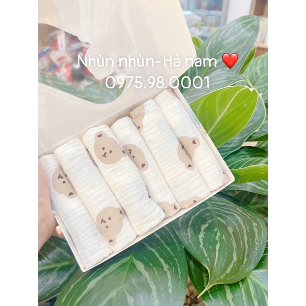 Khăn sữa Mipbi/ khăn tắm sợi tre Mipbi cao cấp 30*30/ hộp 6c như hình-SHOPBIM91
