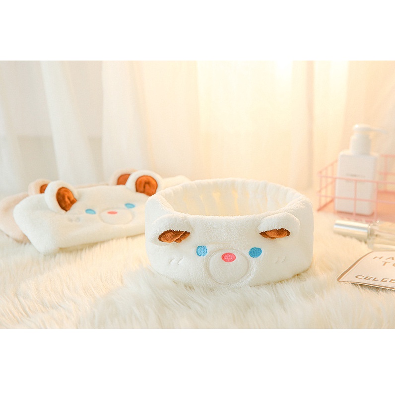Băng Đô Cài Tóc Rửa Mặt Hình Gấu turban Kiểu Nhật Hàn Dễ Thương