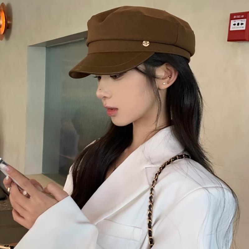 Mũ beret Da pu Thiết Kế Mùa Thu Cá Tính Dễ Phối Đồ Cho Nữ