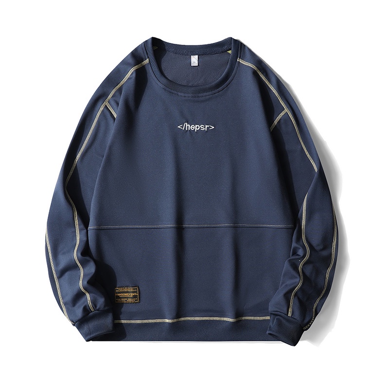 Áo sweater Mỏng Cổ Tròn Tay Dài Dáng Rộng Màu Trơn Thời Trang Mùa Thu Cho Nam