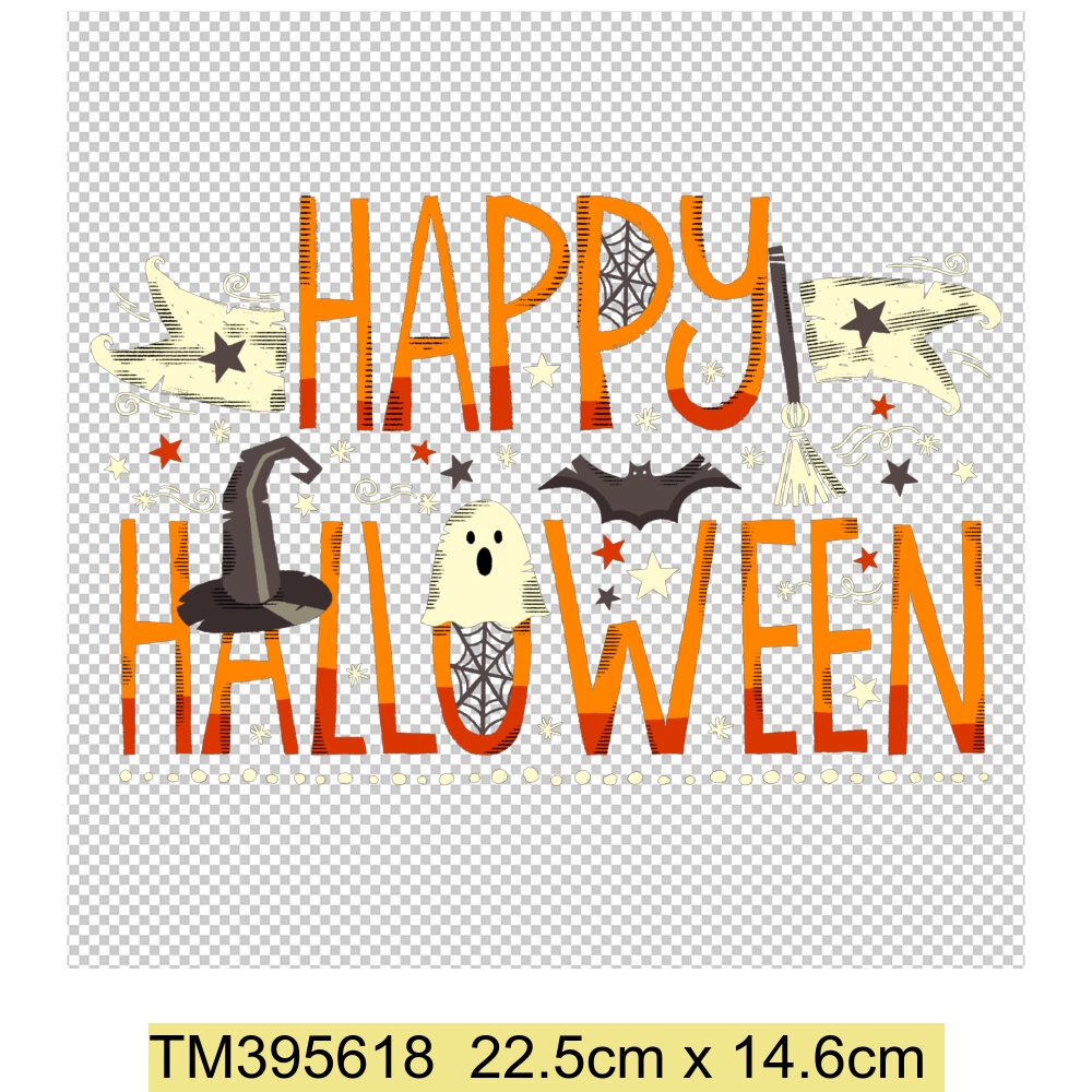Happy Halloween Họa Tiết Gấu Truyền Nhiệt Viny Sắt Trên Halloween Miếng Dán Cho Áo Sơ Mi Quần Áo Cho Trẻ Em