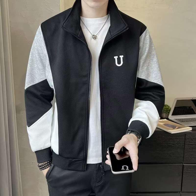 Áo Khoác Bóng Chày Cổ Đứng Phối Màu Tương Phản Thời Trang Cao Cấp Cho Nam