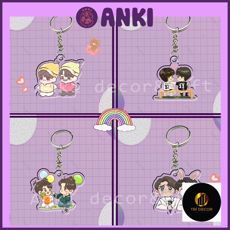 Keychain, móc khóa chibi BRIGHTWIN, móc khóa mica trong suốt, quà tặng sưu tập, quà tặng ý nghĩa, hình nhân vật