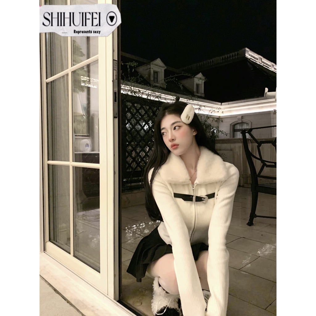 SHIHUIFEI Áo Len áo khoác cardigan Dễ thương hàn quốc Hàn Phong INS WMY23004DP 41Z231008